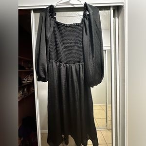 Black long sleeve midi dress